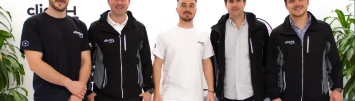 El equipo de cofundadores de clicOH previo a la adquisición de RAYO (de izquierda a derecha): Emiliano Segura, Camilo Arango, Juan Martin Altamirano, David Arango y Agustín Novillo Saravia.